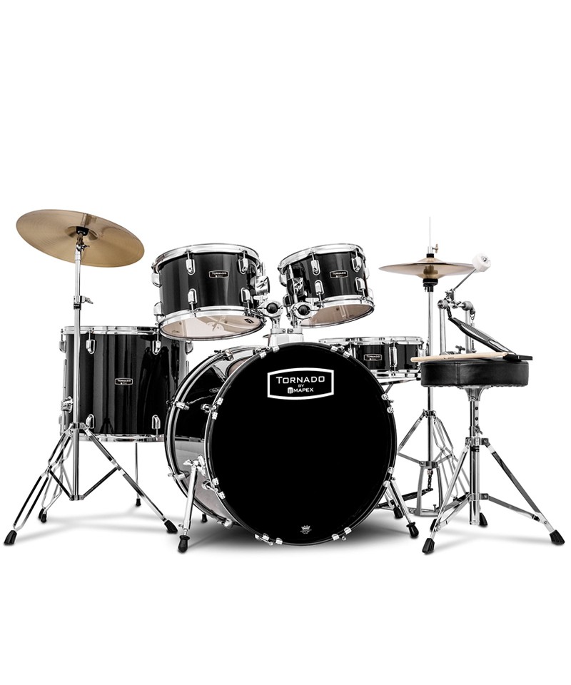 BATERIA ACUSTICA CON CYMBAL Y SILLA (NEGRA)